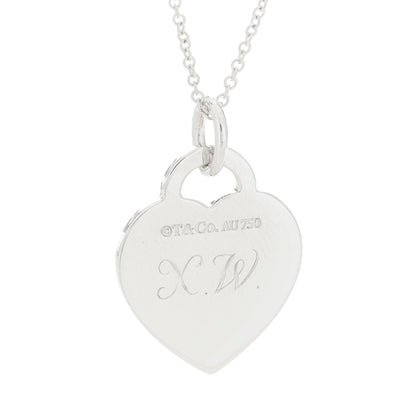 Tiffany 18K White Gold Diamond Return To Tiffany Heart Tag Pendant Necklace 6 of 7