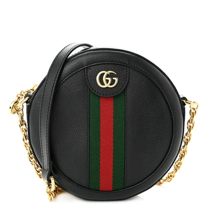Gucci Grained Calfskin Web Mini Ophidia Round Shoulder Bag Black 1 of 10