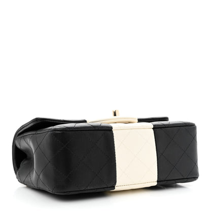 Chanel Lambskin Quilted Mini Rectangular Flap Black White 4 of 13