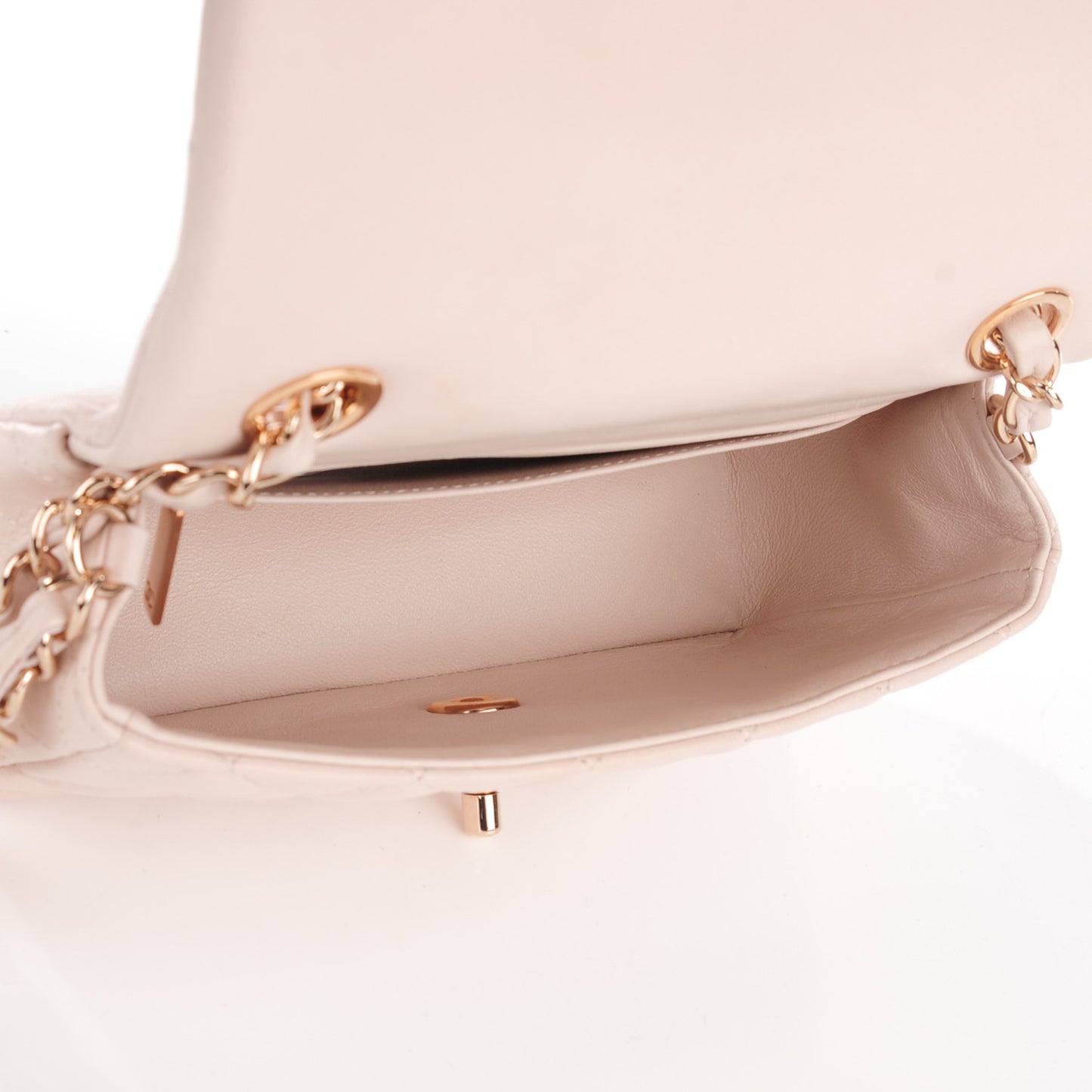 Lambskin Quilted Mini Rectangular Flap Light Pink