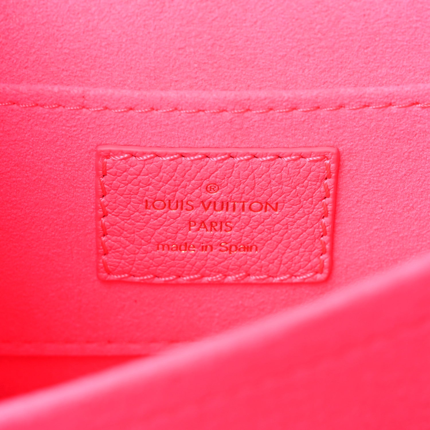Louis Vuitton Grained Calfskin Tufted Monogram Mini Dauphine Fluo Pink 6 of 10