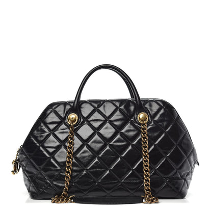 Chanel Glazed Calfskin Castle Rock Bowling Bag Black 1 of 10