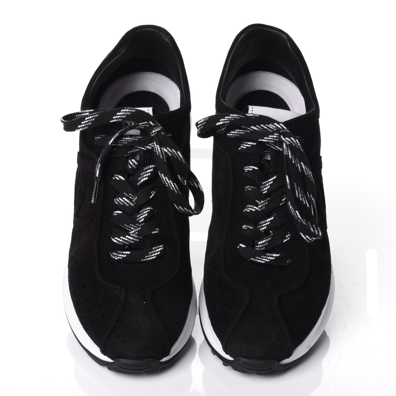 Chanel Suede Goatskin CC Sneakers 39.5 Black 5 of 11