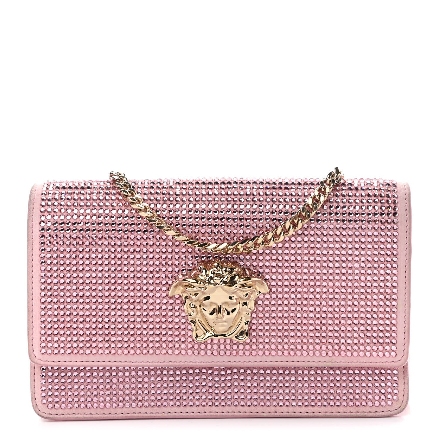 Versace Vitello Crystal Palazzo Evening Bag Pink 1 of 12