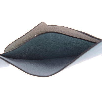 Hermes Swift Togo Crocodile Hippopotame Petit H Card Case Bleu Saint Cyr Bleu Lin Ciel Chocolate 3 of 7