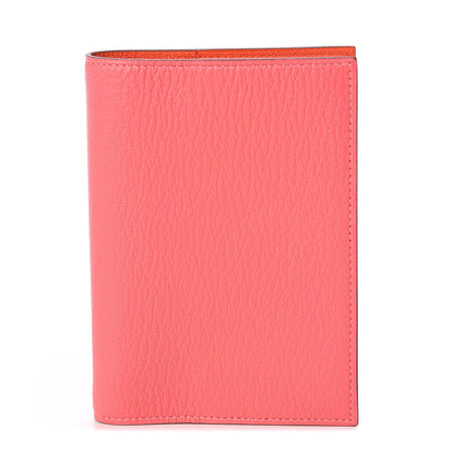 Hermes Chevre Mysore Bi-Color Globe Trotter Agenda Cover PM Rose Lipstick Orange Poppy 1 of 6