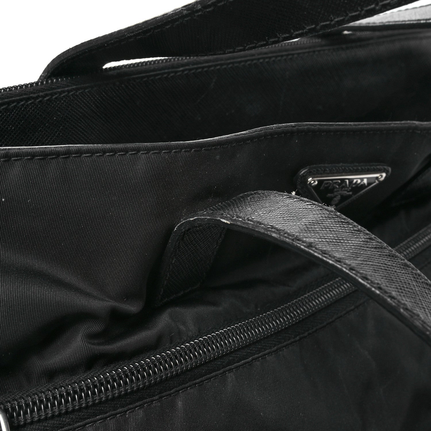 Prada Nylon Saffiano Front Pocket Tote Black 11 of 13