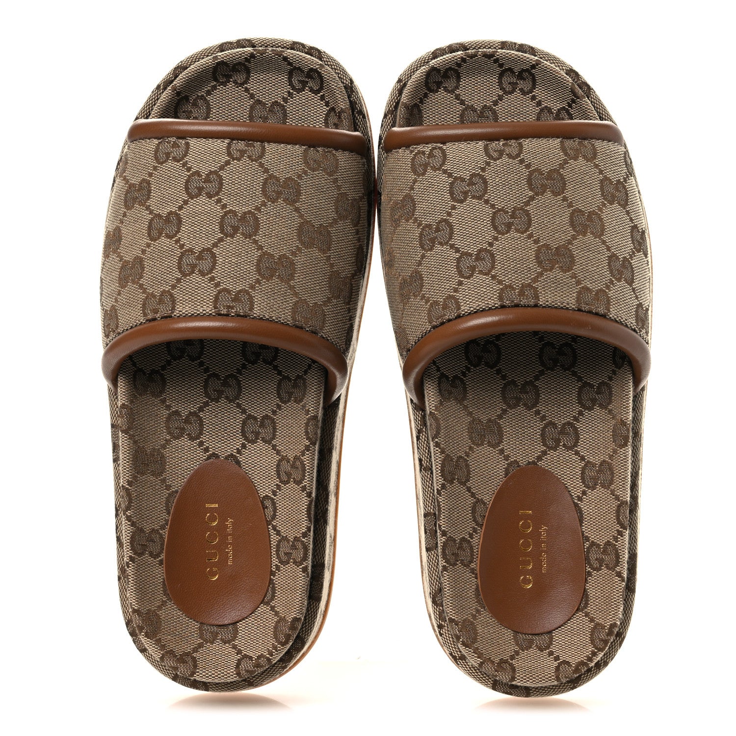 Gucci Original GG Canvas Monogram Womens GG Platform Sandals 37.5 Beige Ebony Sundial 2 of 11