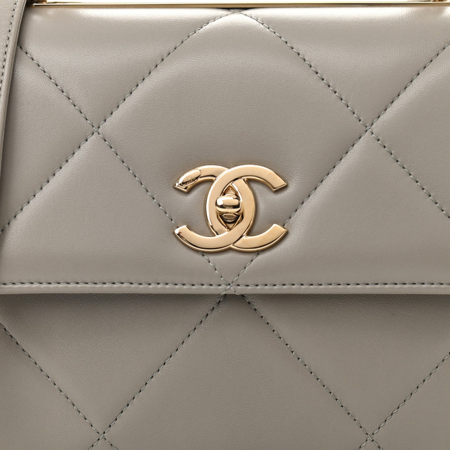 Lambskin Quilted Small Trendy CC Top Handle Flap Grey
