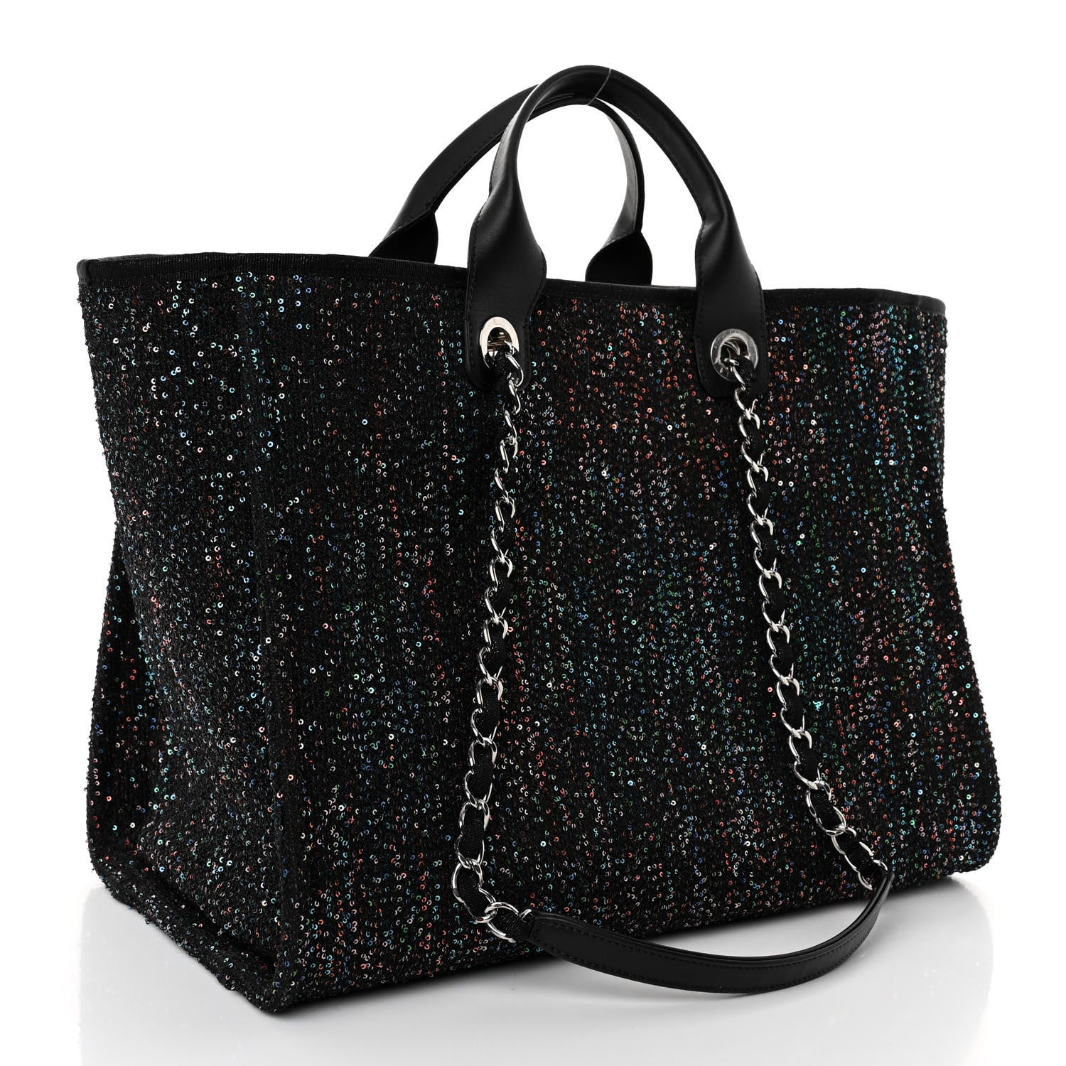 Chanel Calfskin Sequin Medium Deauville Tote Black 3 of 10