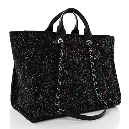 Chanel Calfskin Sequin Medium Deauville Tote Black 3 of 10
