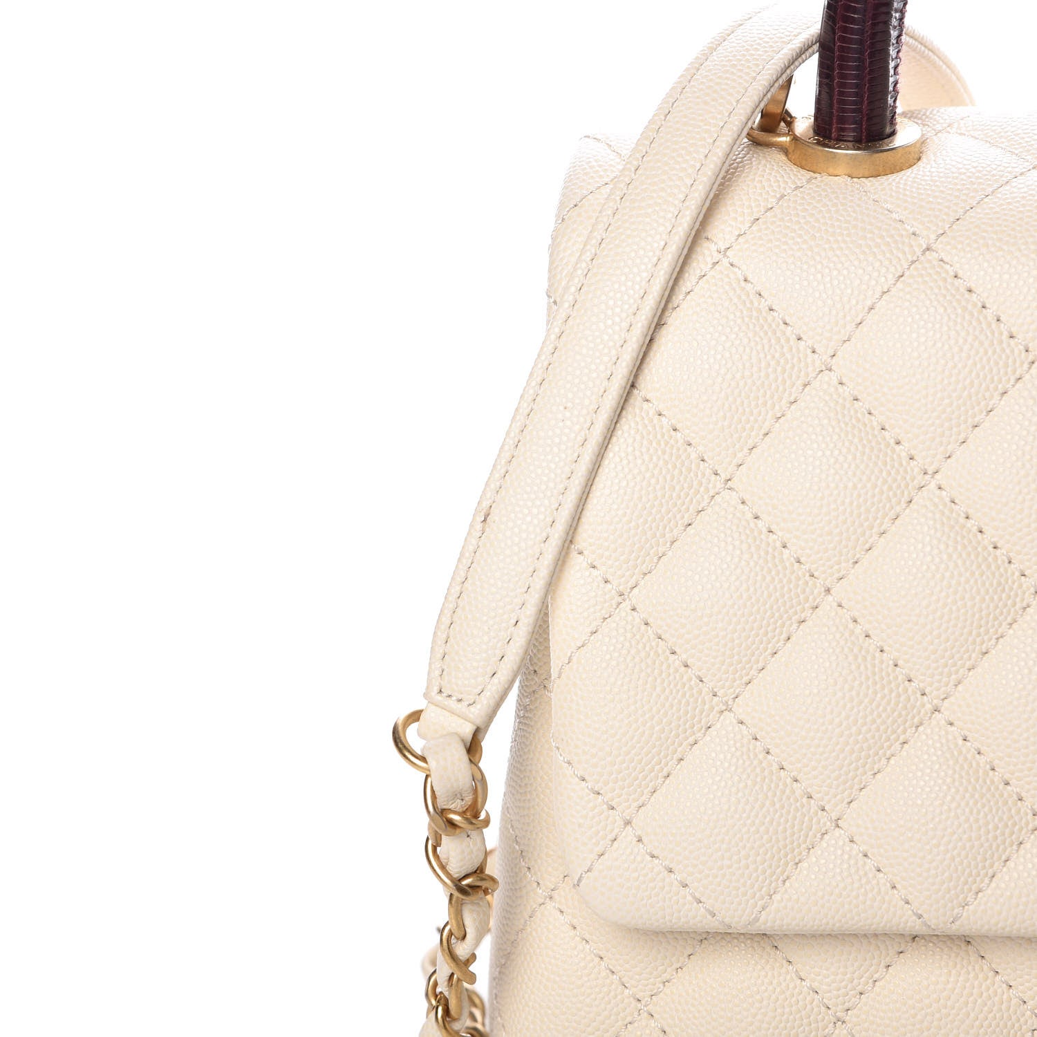 Chanel Caviar Lizard Quilted Small Coco Handle Flap Ivory 8 of 14
