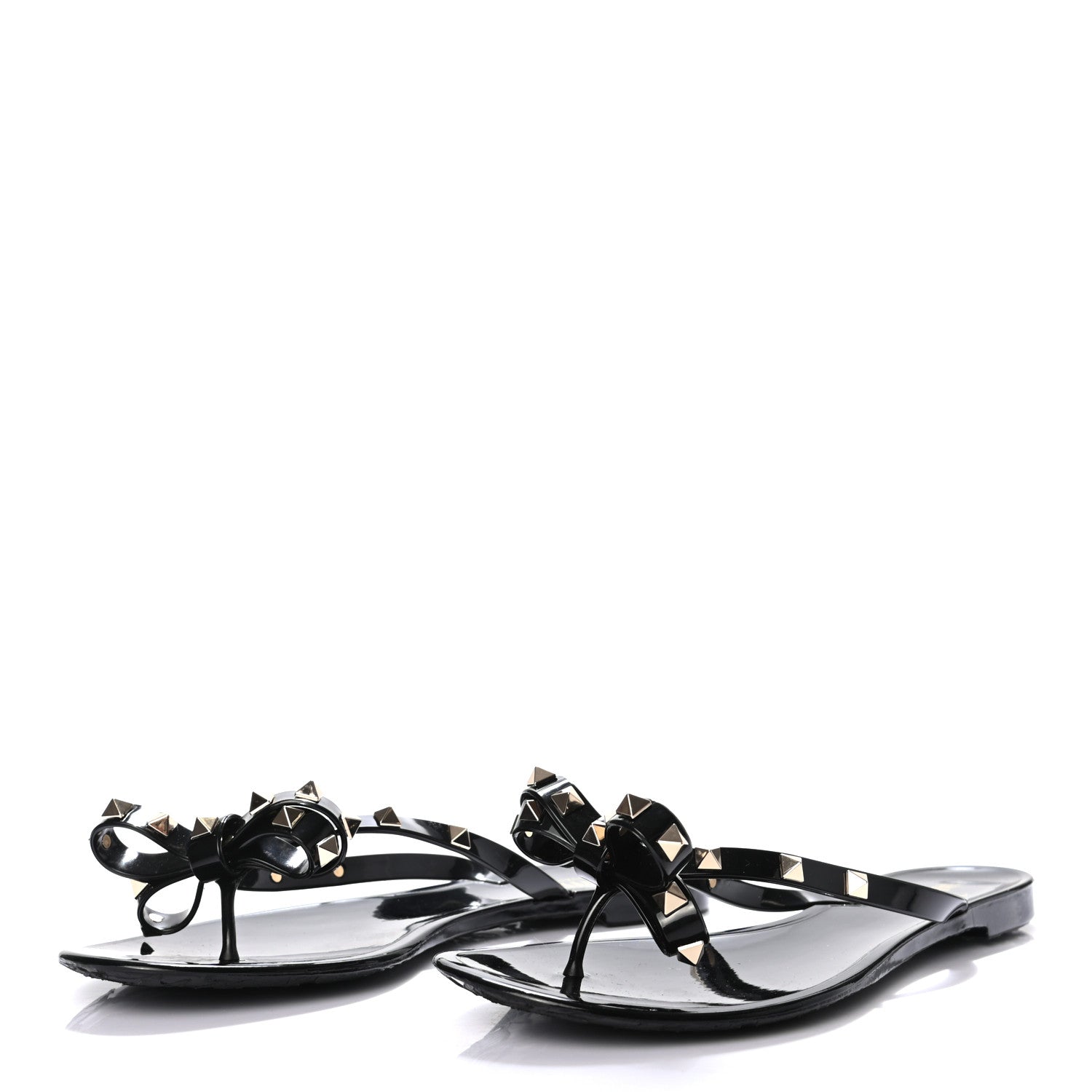 Valentino Garavani PVC Jelly Rockstud Bow Thong Sandals 41 Black 3 of 7