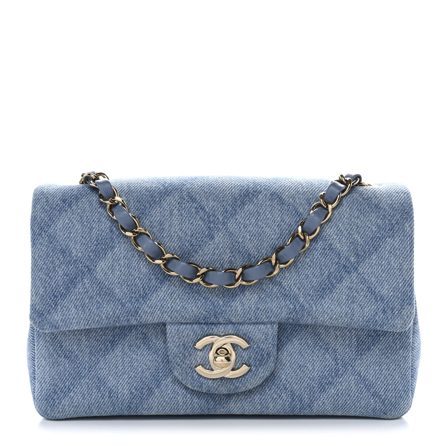 Chanel Printed Denim Quilted Mini Rectangular Flap Light Blue 1 of 11
