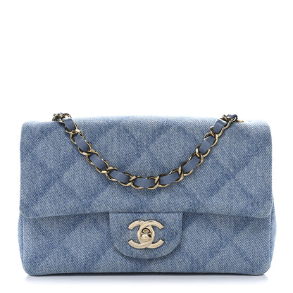 Chanel Printed Denim Quilted Mini Rectangular Flap Light Blue 1 of 11