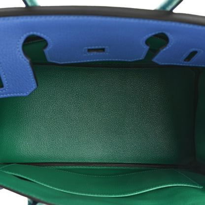 Hermes Chevre Mysore Horseshoe Birkin 30 Bleu Hydra Vert Bengale 5 of 12