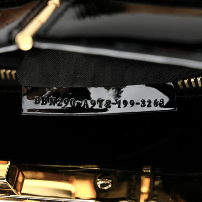 Fendi Shearling Vitello Vernice Mou Pequin Striped Medium Peekaboo Iconic Satchel Tobacco Black 8 of 11