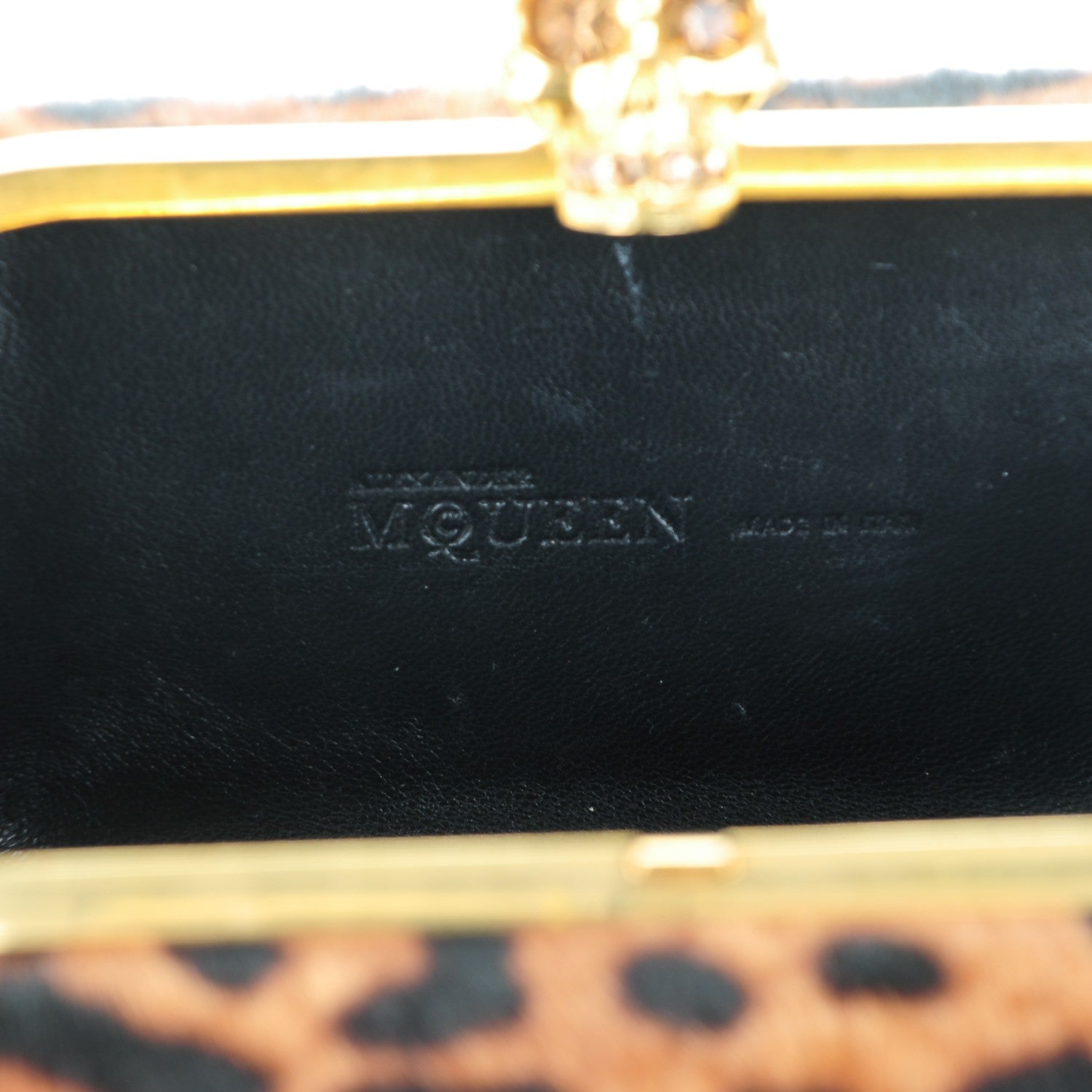 Alexander McQueen Leopard Print Calf Hair Skull Box Clutch 6 of 7