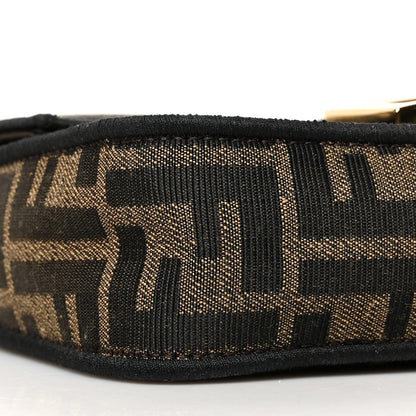 Fendi Fabric Jacquard FF 1974 Mini Baguette Tobacco Moro Black 9 of 10