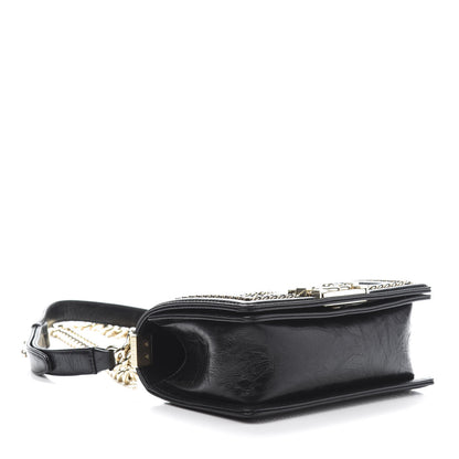 Chanel Calfskin Crystal Studded Chevron Small Boy Flap Black 4 of 12