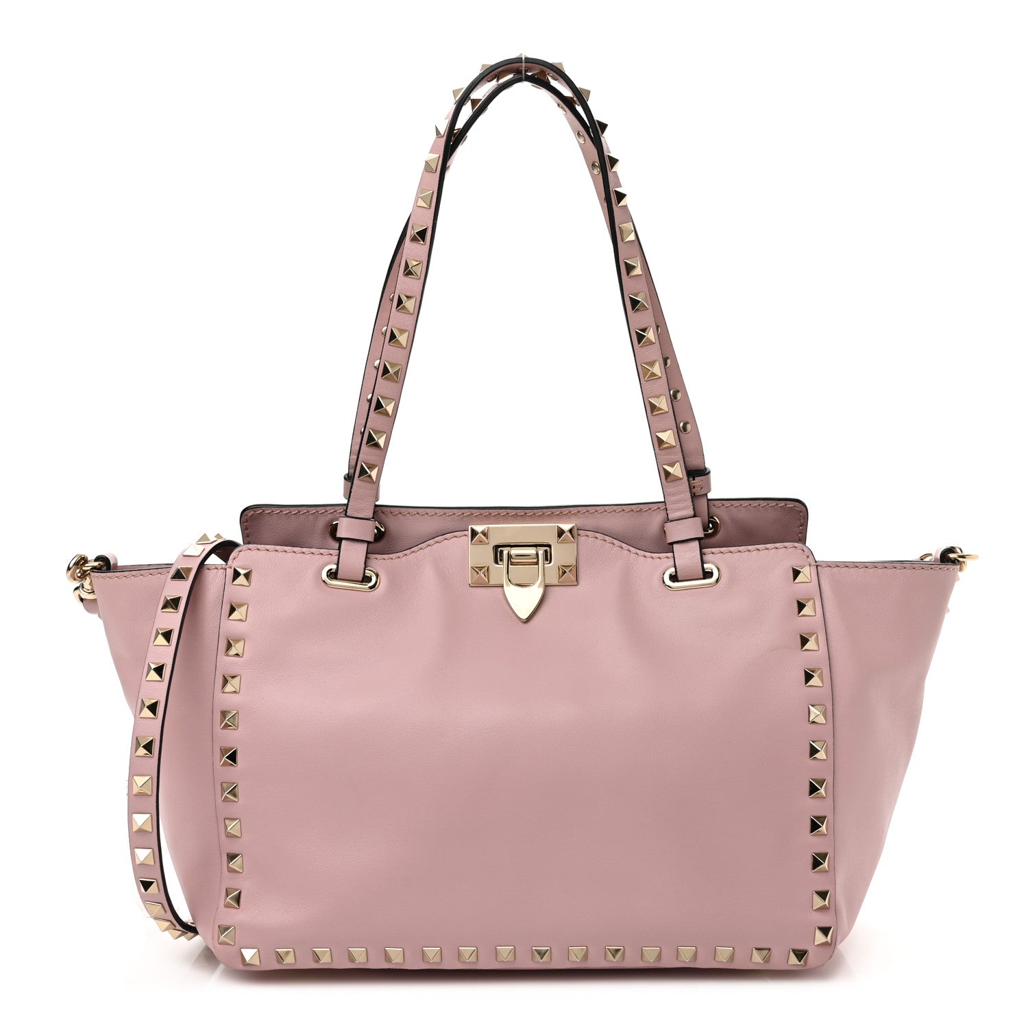 Valentino Garavani Vitello Small Rockstud Tote Water Rose 1 of 10