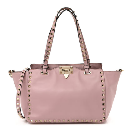 Valentino Garavani Vitello Small Rockstud Tote Water Rose 1 of 10