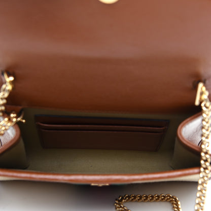 Gucci Vintage Canvas Calfskin Web Mini Rajah Slim Flap Shoulder Bag Sand Light Cuir 5 of 13