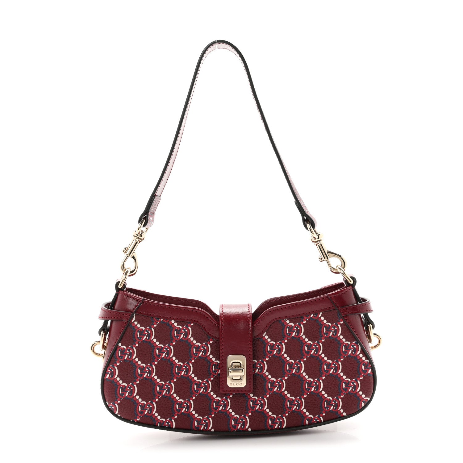 Gucci GG Shadow Monogram Mini Moon Side Shoulder Bag Rosso Ancora Red 1 of 10
