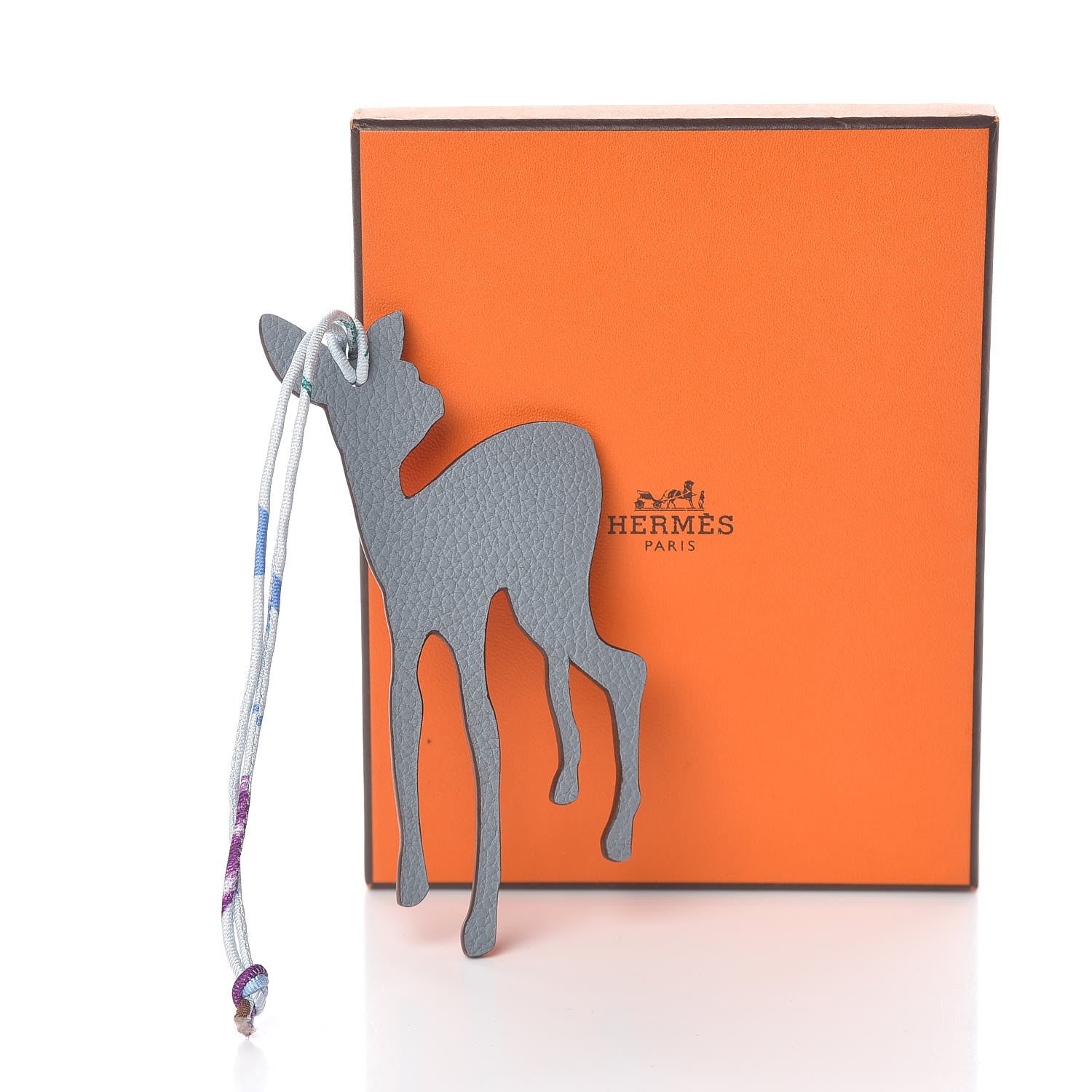 Hermes Togo Epsom Petit H Deer Bag Charm Ciel Vermillion 4 of 4