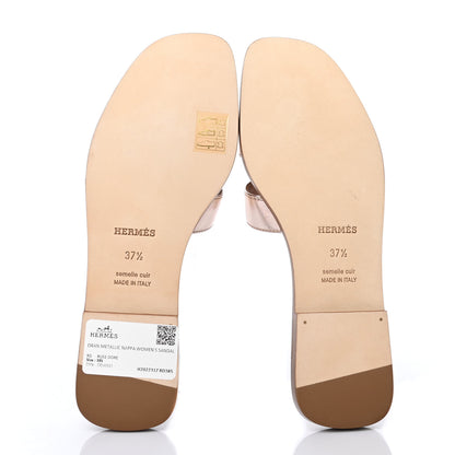 Hermes Metallic Nappa Oran Sandals 37.5 Rose Dore 4 of 4