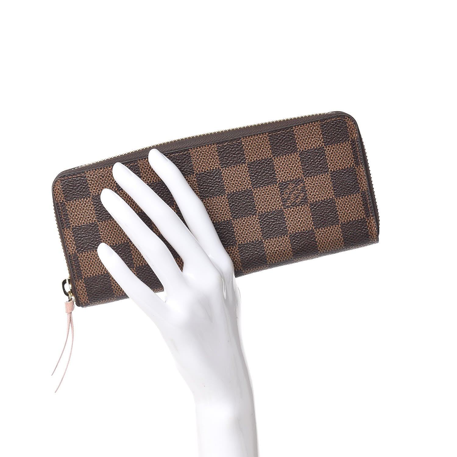 Louis Vuitton Damier Ebene Clemence Wallet Rose Ballerine 2 of 8