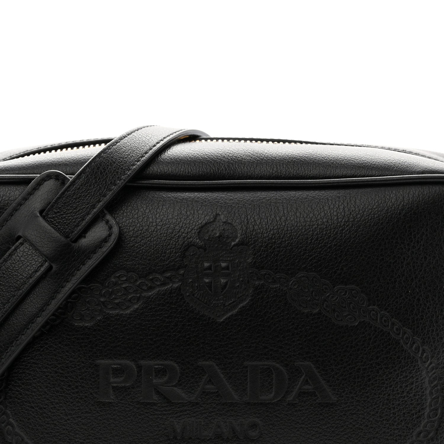 Prada Glace Calfskin Embossed Logo Crossbody Black 8 of 10