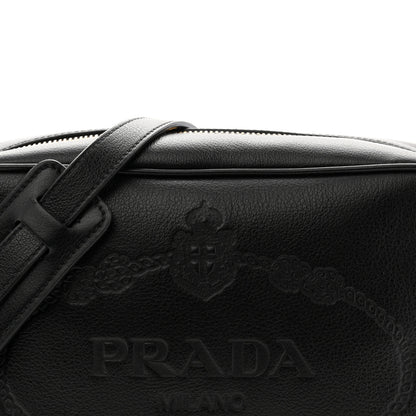 Prada Glace Calfskin Embossed Logo Crossbody Black 8 of 10