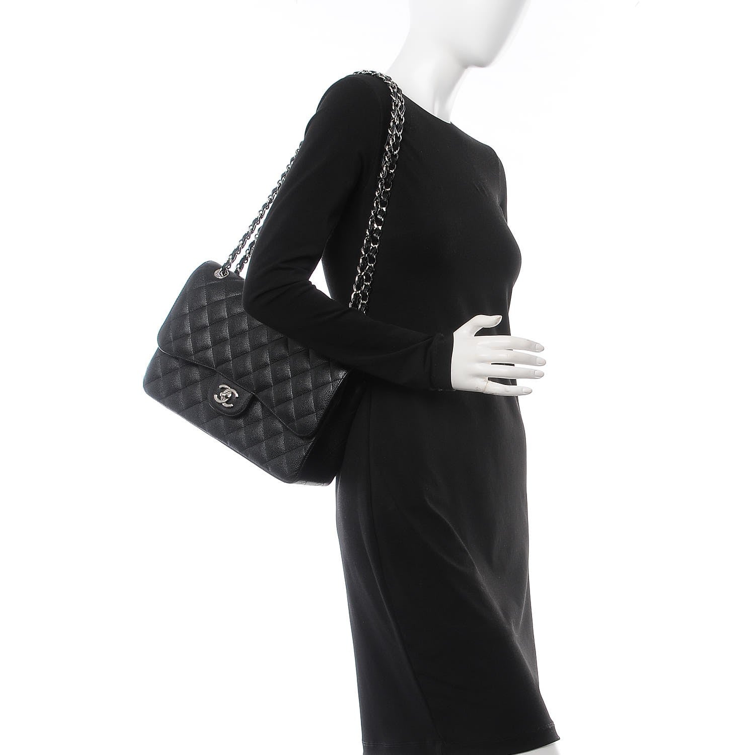 Chanel Caviar Quilted Jumbo Double Flap Black 2 of 7
