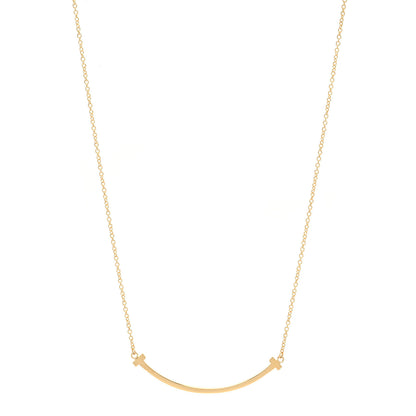 Tiffany 18K Yellow Gold Small T Smile Pendant Necklace 1 of 6