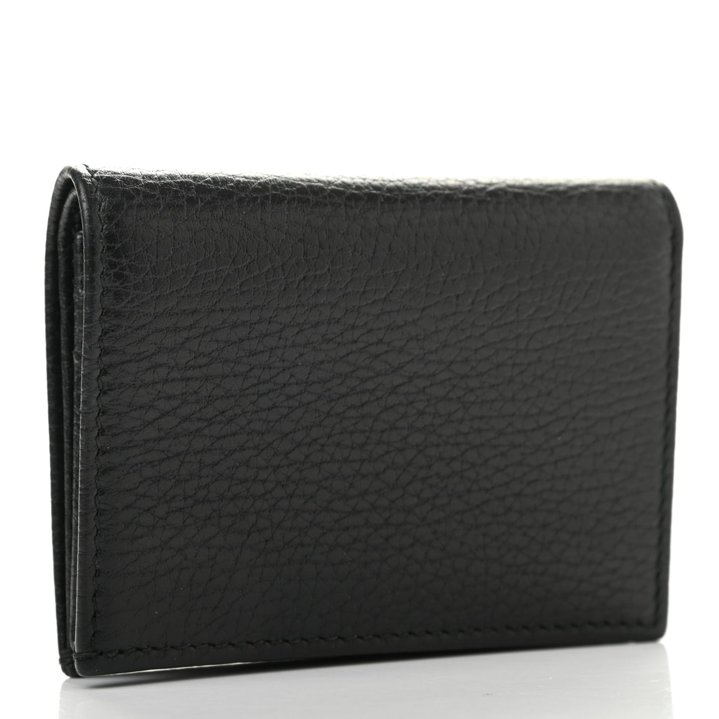 Pebbled Calfskin Butterfly Card Case Black