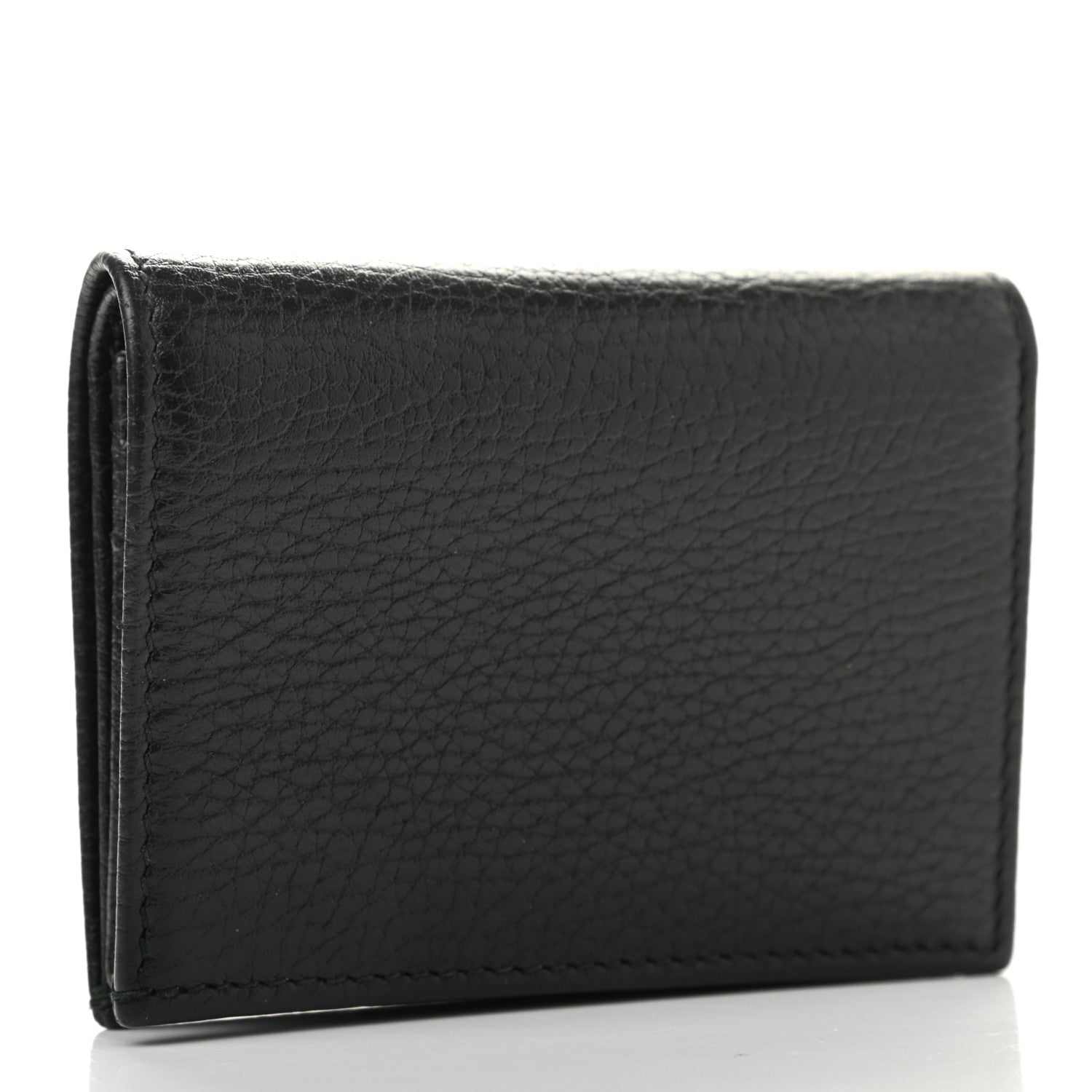 Gucci Pebbled Calfskin Butterfly Card Case Black 3 of 7