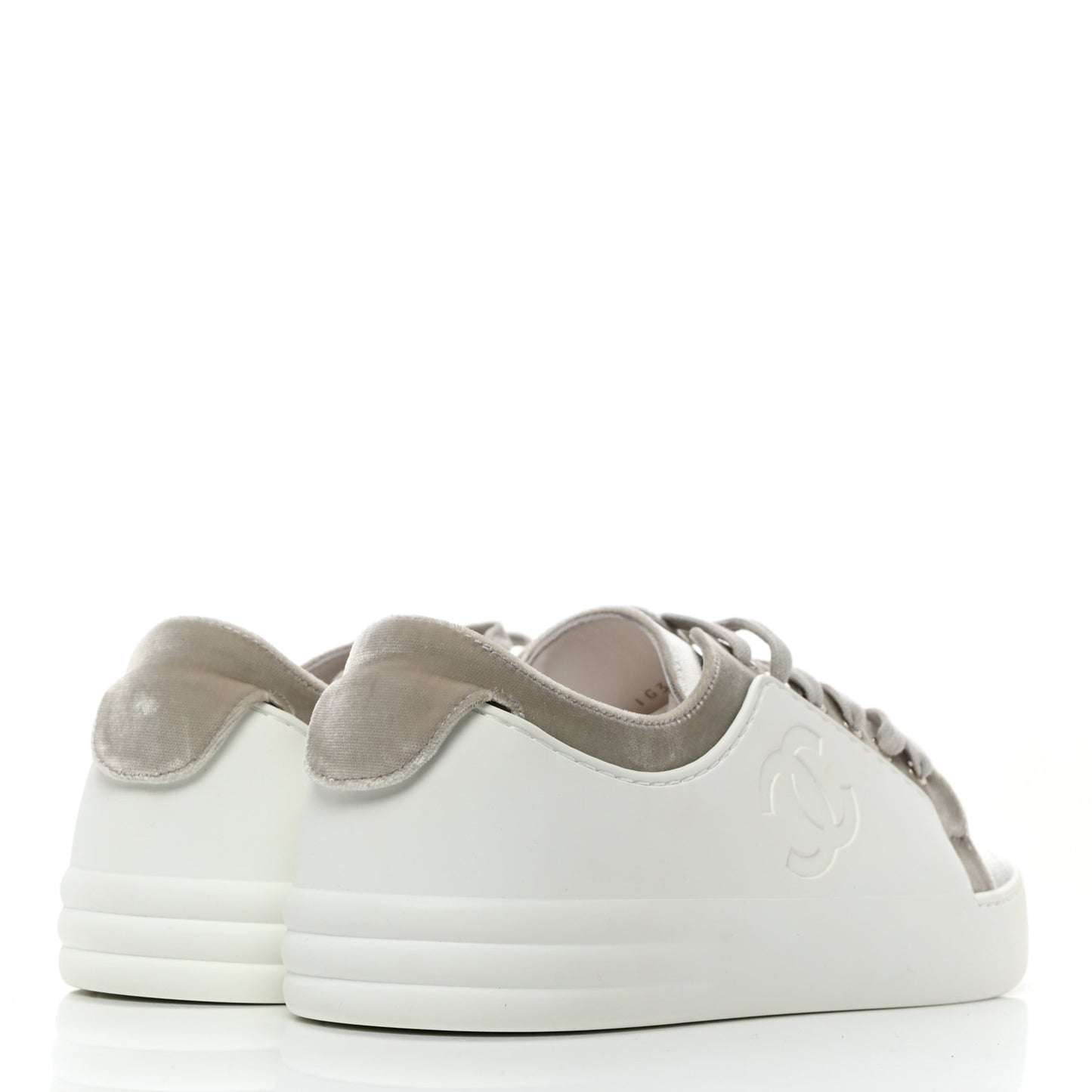 Velvet Calfskin Womens CC Sneakers 41 White Silver