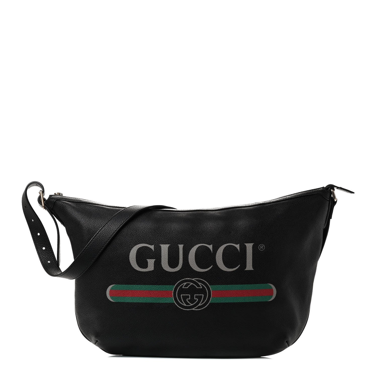 Gucci Grained Calfskin Logo Half Moon Hobo Black 1 of 11