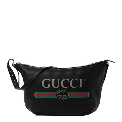 Gucci Grained Calfskin Logo Half Moon Hobo Black 1 of 11