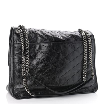 Saint Laurent Crinkled Calfskin Matelasse Monogram Large Niki Chain Satchel Black 3 of 9