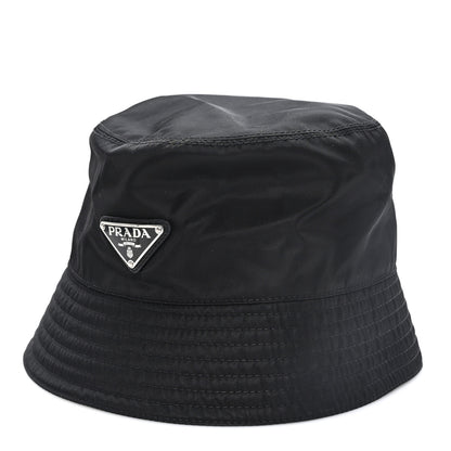Prada Re-Nylon Metal Triangle Logo Womens Bucket Hat L Black 1 of 9