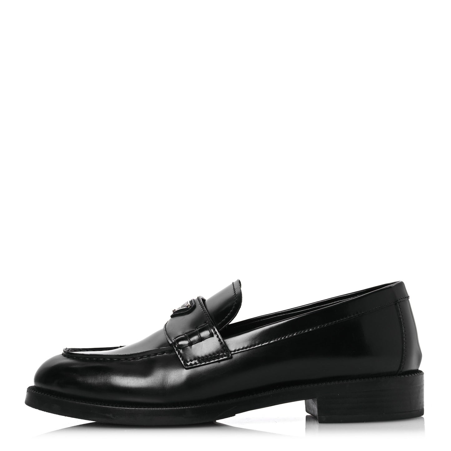 Spazzolato Metal Triangle Logo Loafers 38 Black