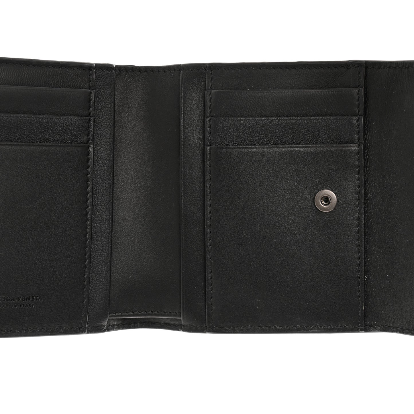 Nappa Intrecciato Trifold Wallet Black