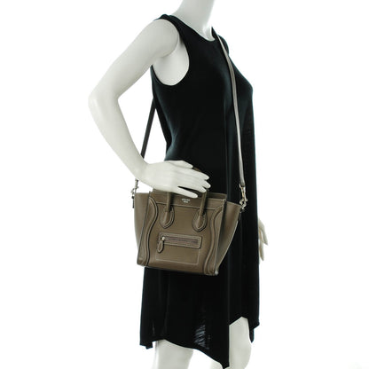 Celine Drummed Calfskin Nano Luggage Souris 2 of 8