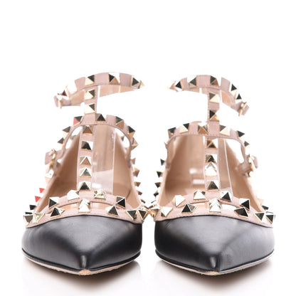 Valentino Garavani Nappa Rockstud Cage Ballerina Flats 35 Black Poudre 2 of 16