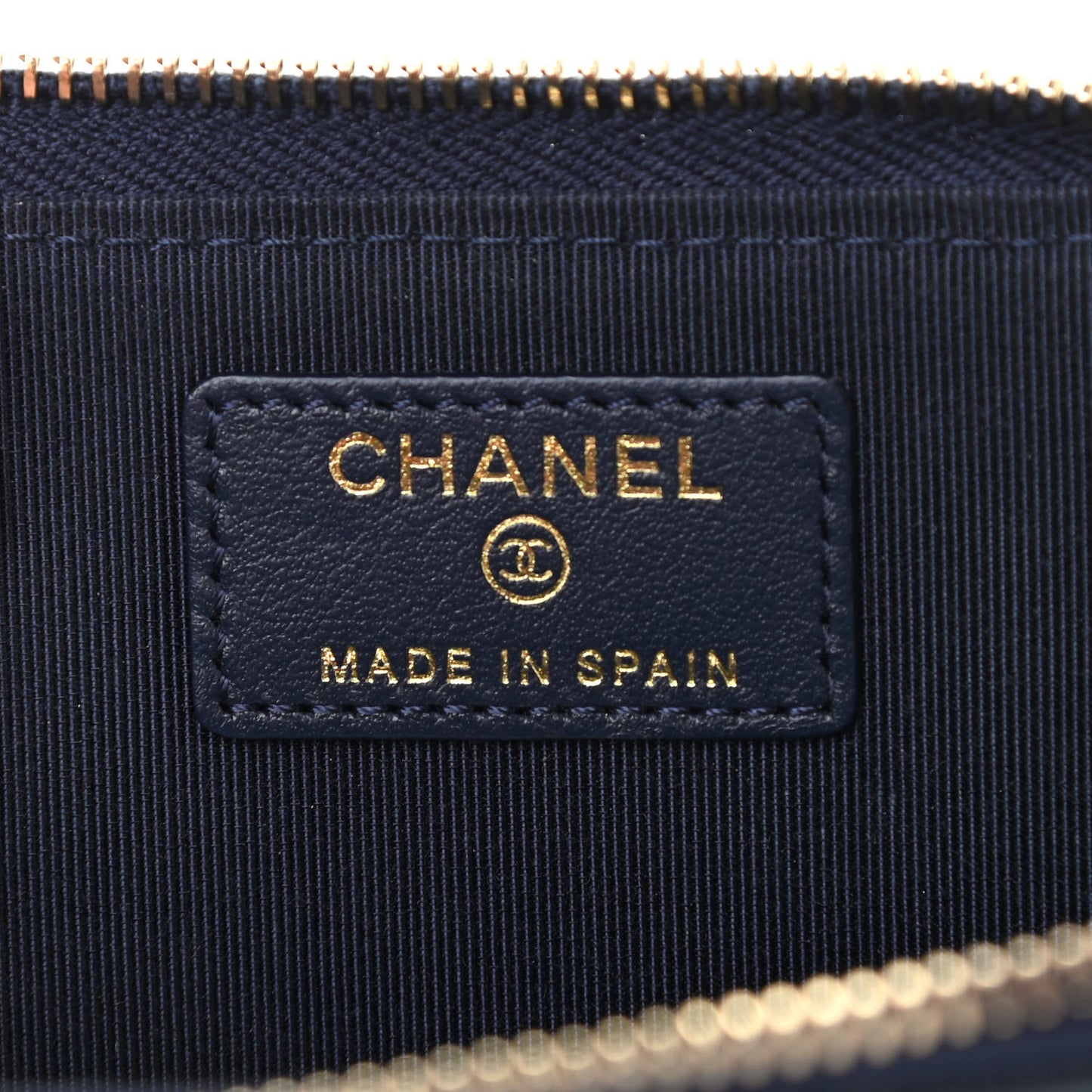 Caviar Quilted Zipped Key Holder Case Navy