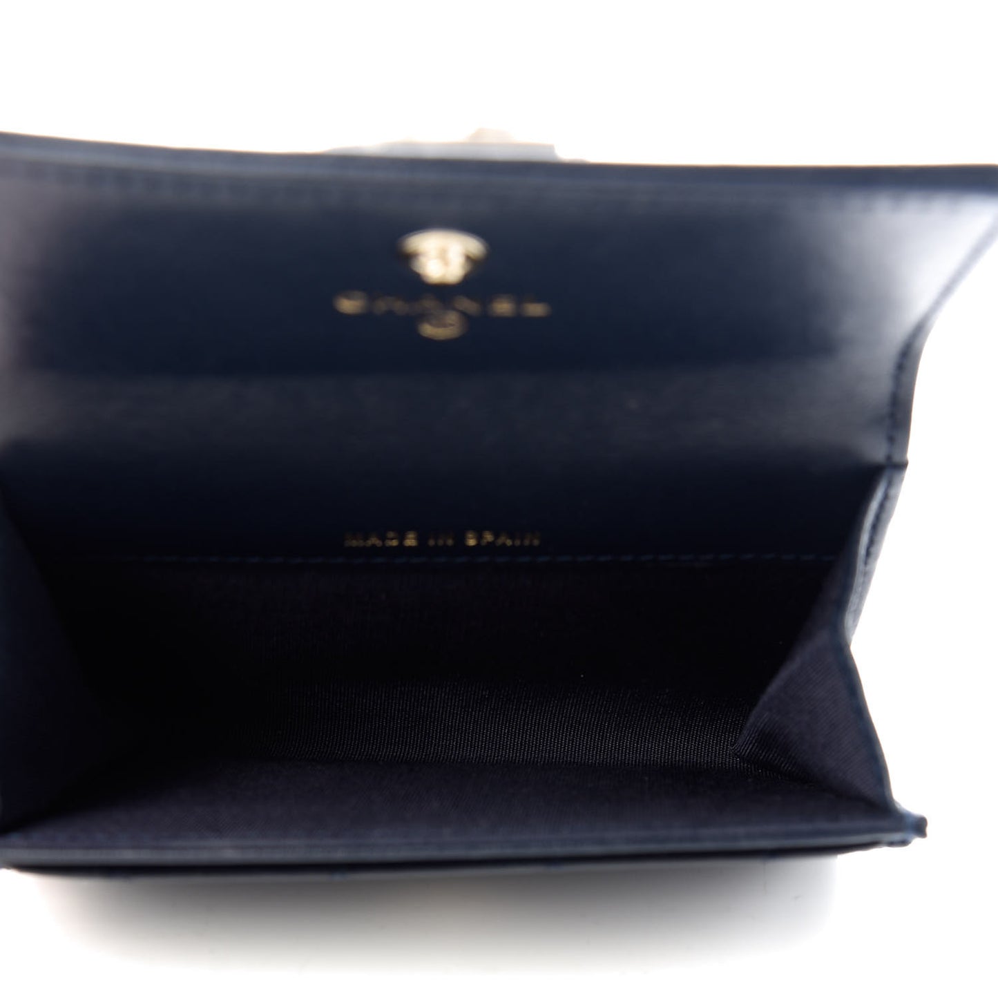 Lambskin Quilted Boy Card Holder Wallet Navy