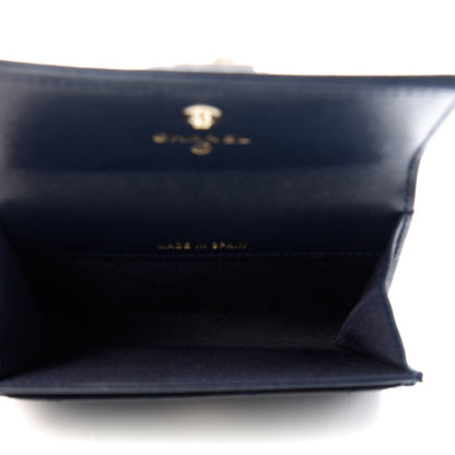 Chanel Lambskin Quilted Boy Card Holder Wallet Navy 5 of 9