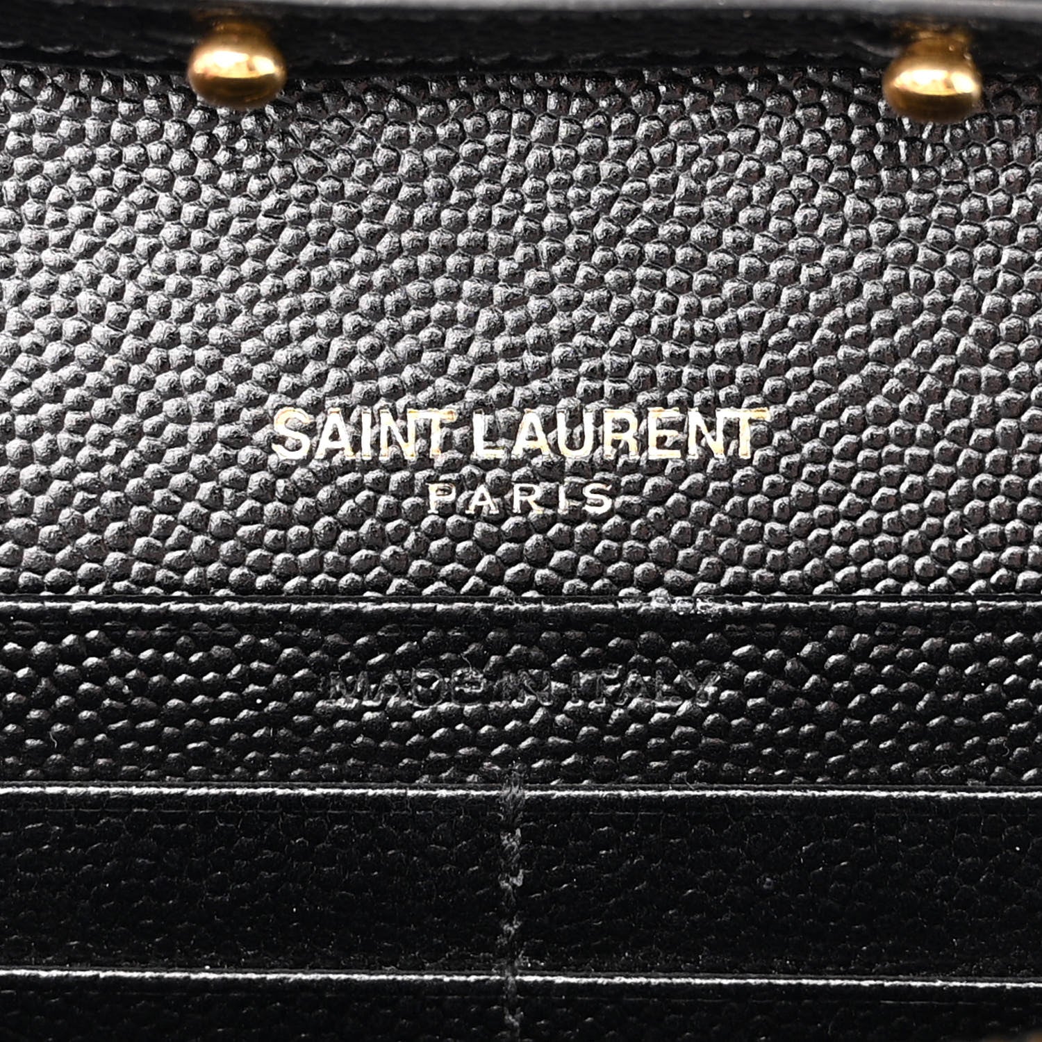 Saint Laurent Grain De Poudre Matelasse Chevron Monogram Chain Wallet Black 6 of 11
